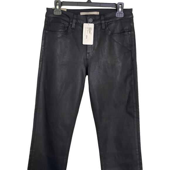 Hudson Jeans Nico Coated Black Mid Rise Straight Ankle Size 28 NWT - Picture 2 of 10